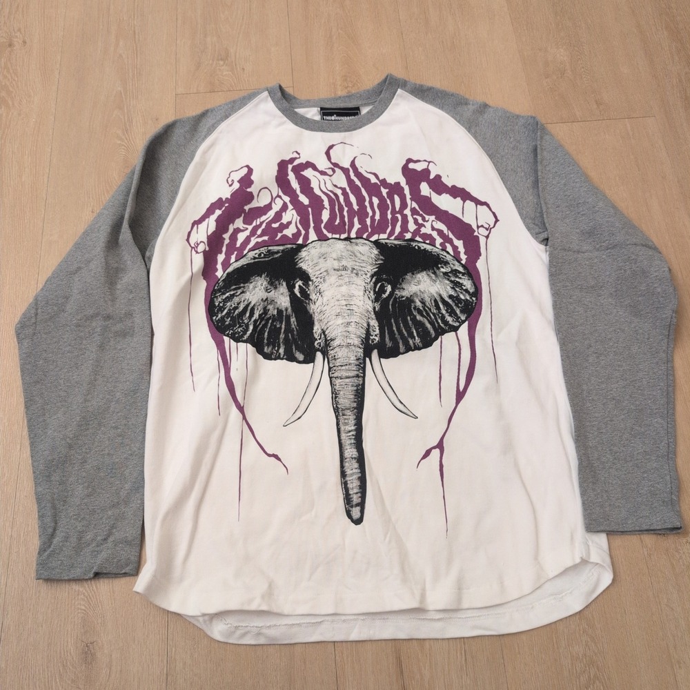 The Hundreds Mens Large Elephant Graphic Raglan Baseball Tee Shirt Heavyweight